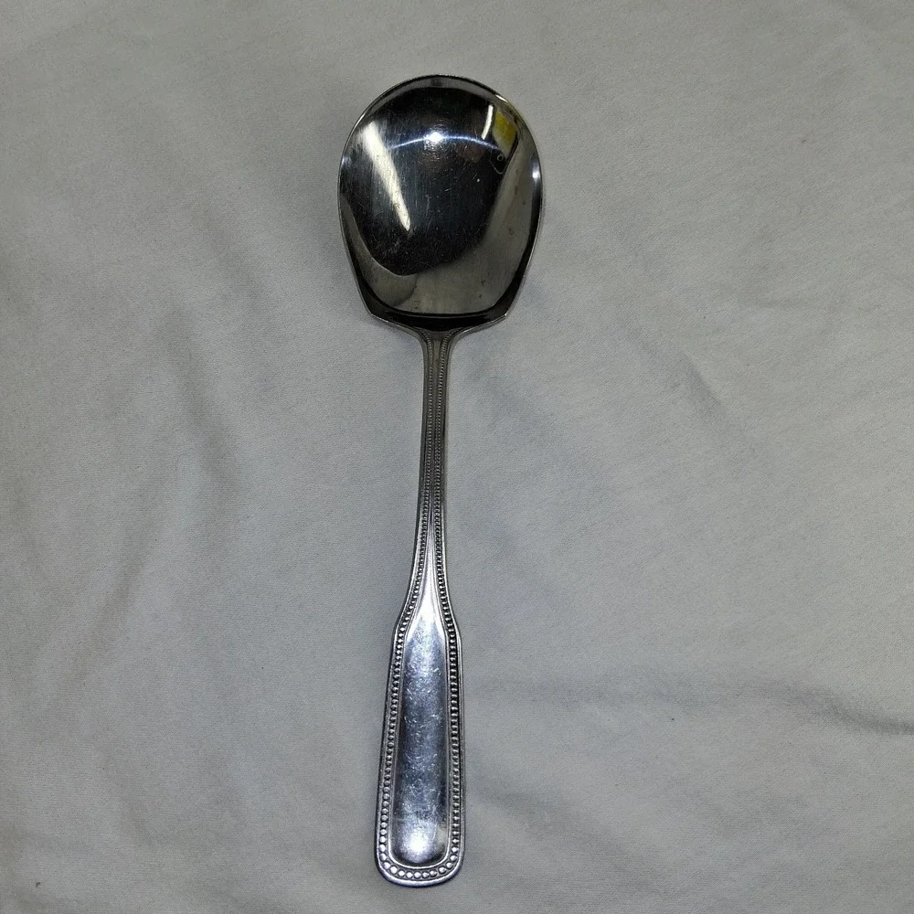 4 PCS Stainless By Salem Japan Beaded Serving Fork, Spoon,‎ Ladle, Cake Server